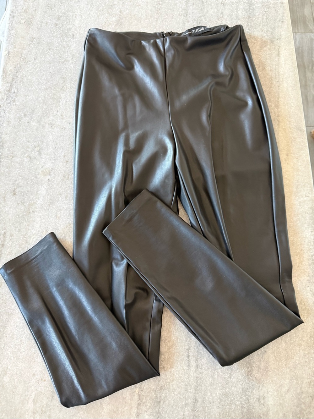 Guess Black Faux Leather High Waisted leggings. Size small